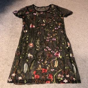 Foxxi Ladi S sheer black embroidered dress